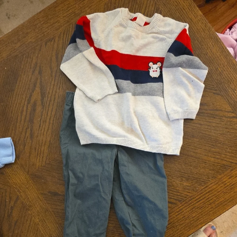 Carter's Blue and Cream Hoodie with Navy Vest